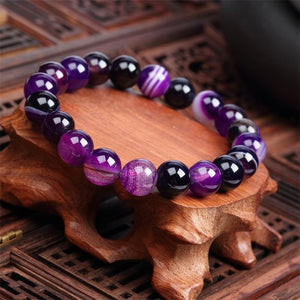 Natural Stone Love Purple Bead Bracelet (Vintage Edition)