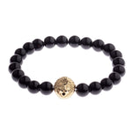 Black Onyx Stone Lion Head Beaded Bracelet