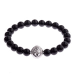 Black Onyx Stone Lion Head Beaded Bracelet