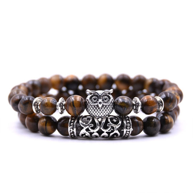 2 Pcs - Tiger Eye Stone Beaded Bracelet