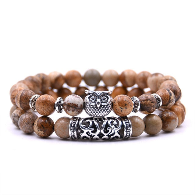 2 Pcs - Tiger Eye Stone Beaded Bracelet