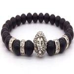 Black Onyx Stone Lion Head Beaded Bracelet