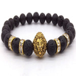 Black Onyx Stone Lion Head Beaded Bracelet