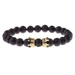 Black Onyx Stone Lion Head Beaded Bracelet