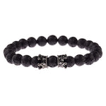 Black Onyx Stone Lion Head Beaded Bracelet