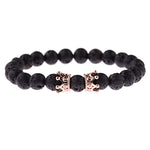 Black Onyx Stone Lion Head Beaded Bracelet