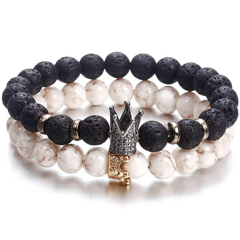 Lava Stone Imperial Crown Bracelet